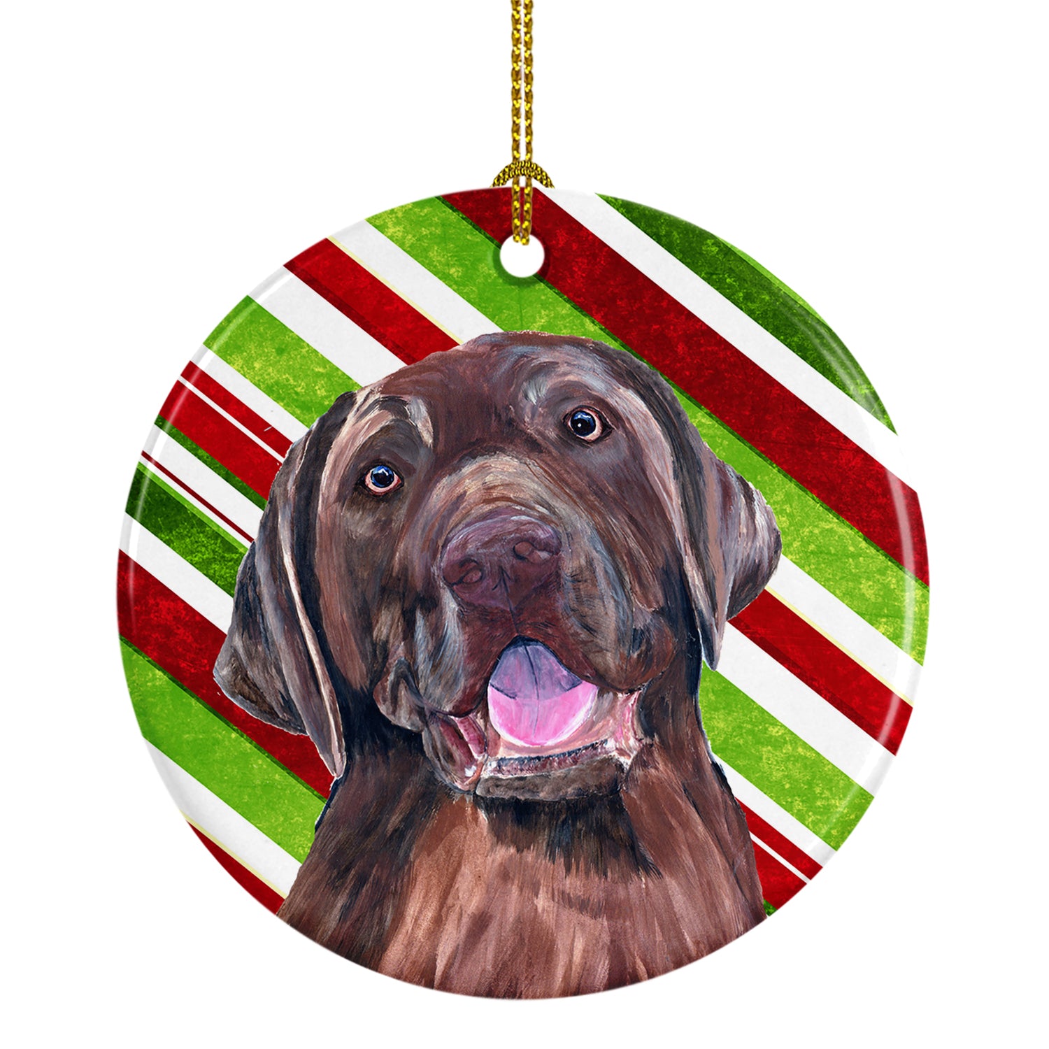 Labrador Candy Cane Holiday Christmas  Ceramic Ornament SC9344 - the-store.com