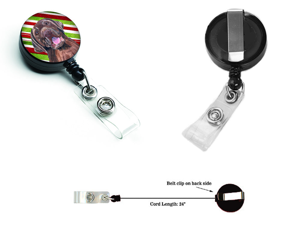 Labrador Candy Cane Holiday Christmas Retractable Badge Reel SC9344BR  the-store.com.