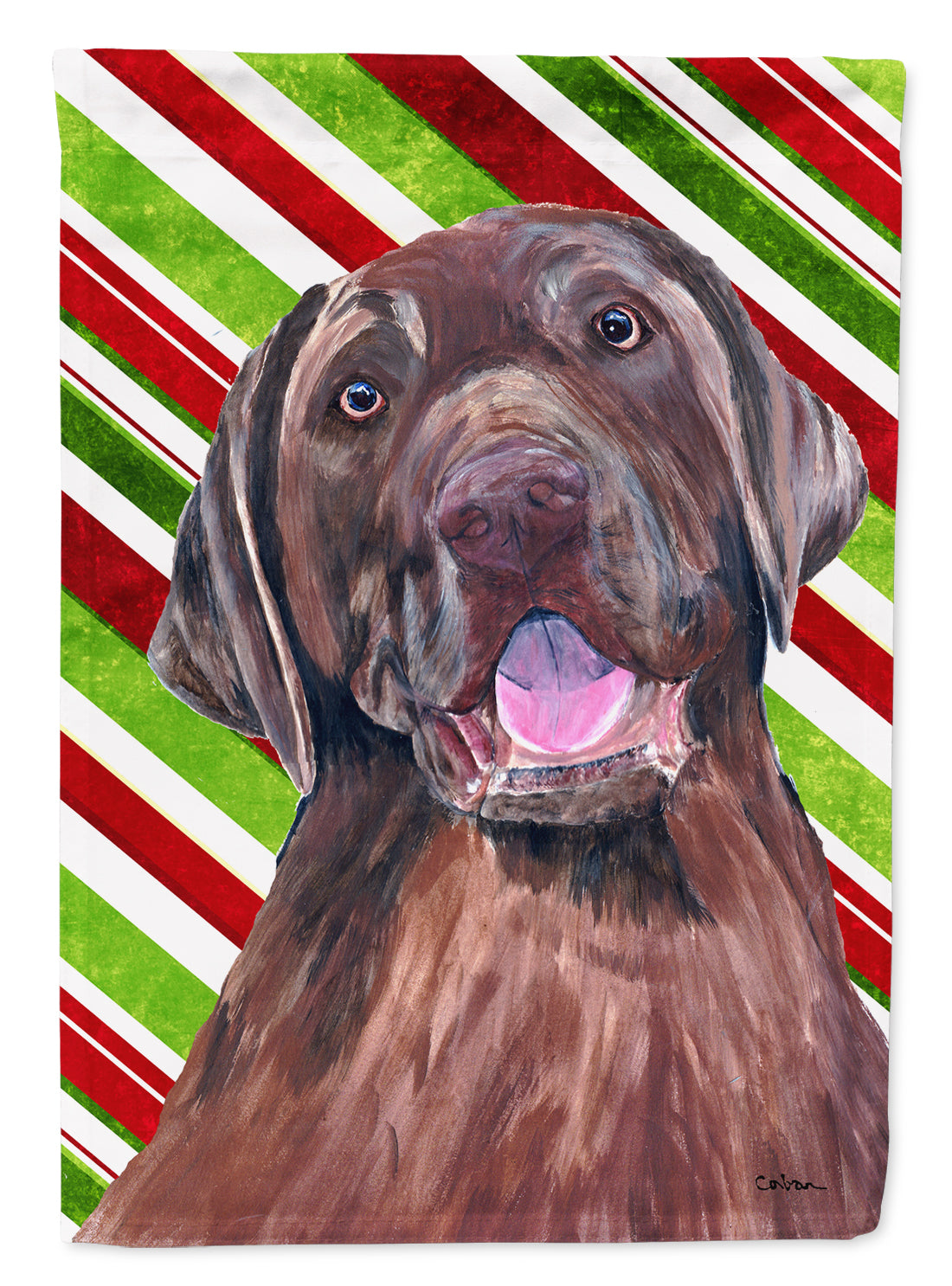 Labrador Candy Cane Holiday Christmas Flag Garden Size.