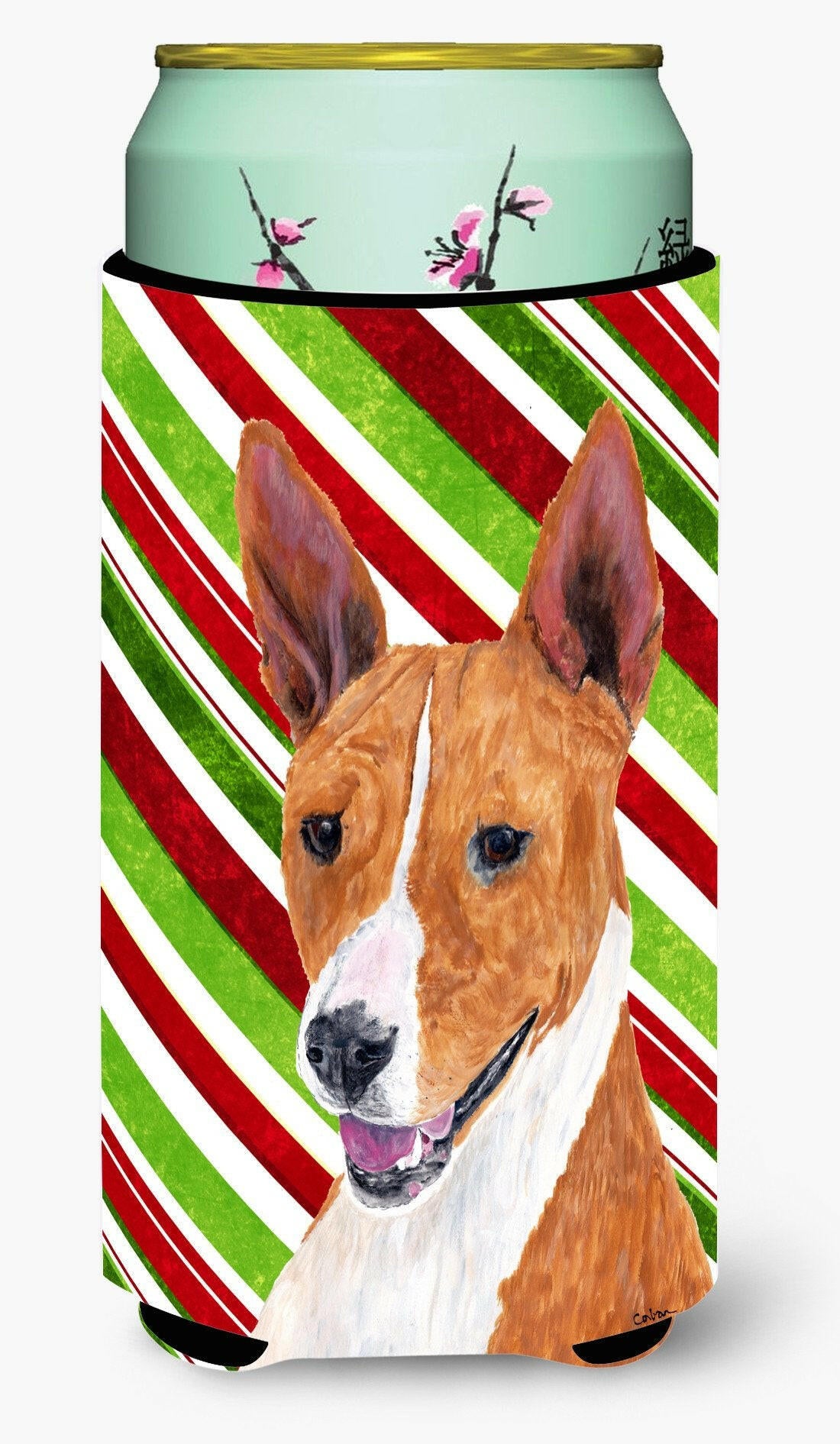 Basenji Candy Cane Holiday Christmas  Tall Boy Beverage Insulator Beverage Insulator Hugger by Caroline's Treasures