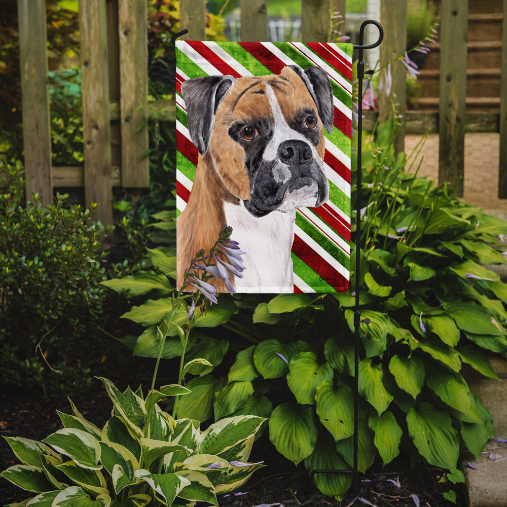 Boxer Candy Cane Holiday Christmas Flag Garden Size.