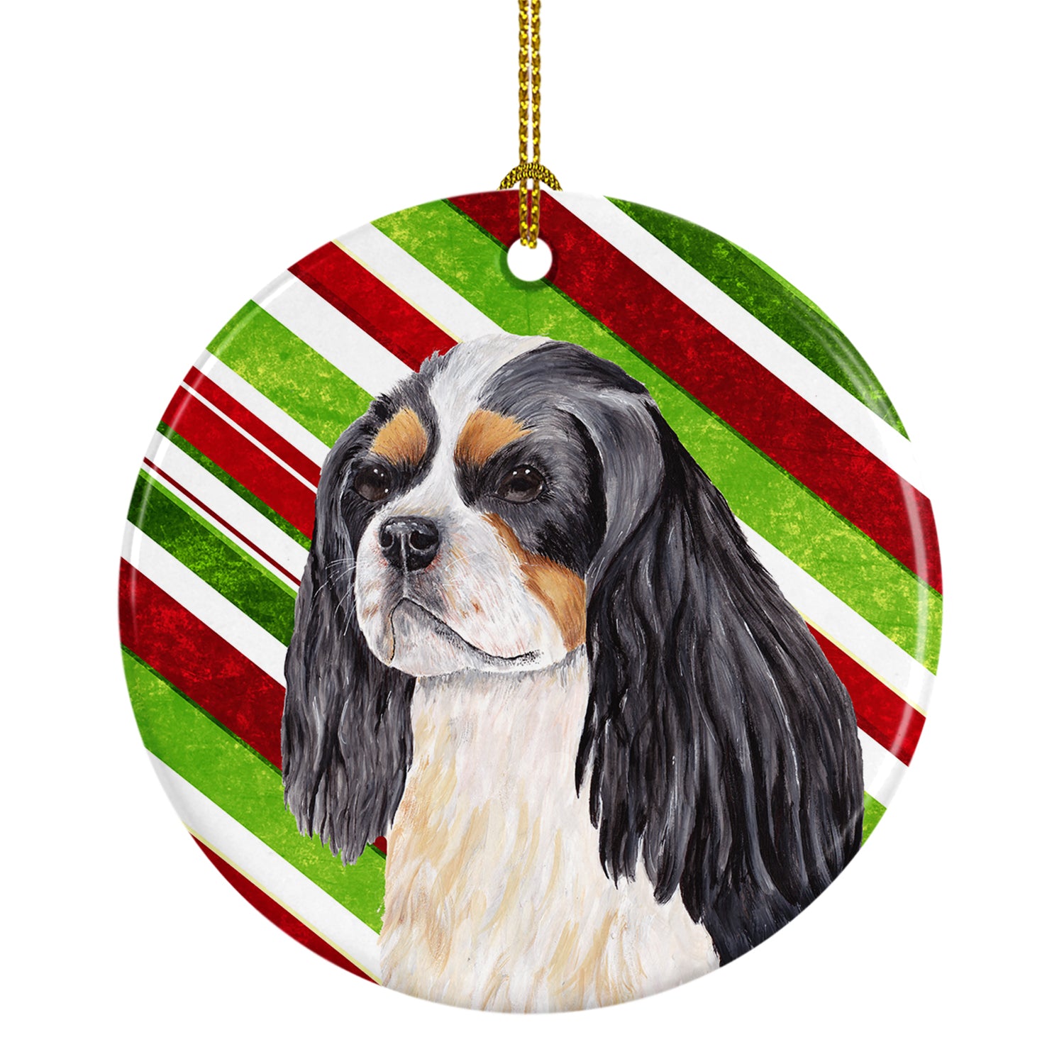 Cavalier Spaniel Candy Cane Holiday Christmas  Ceramic Ornament SC9351 - the-store.com