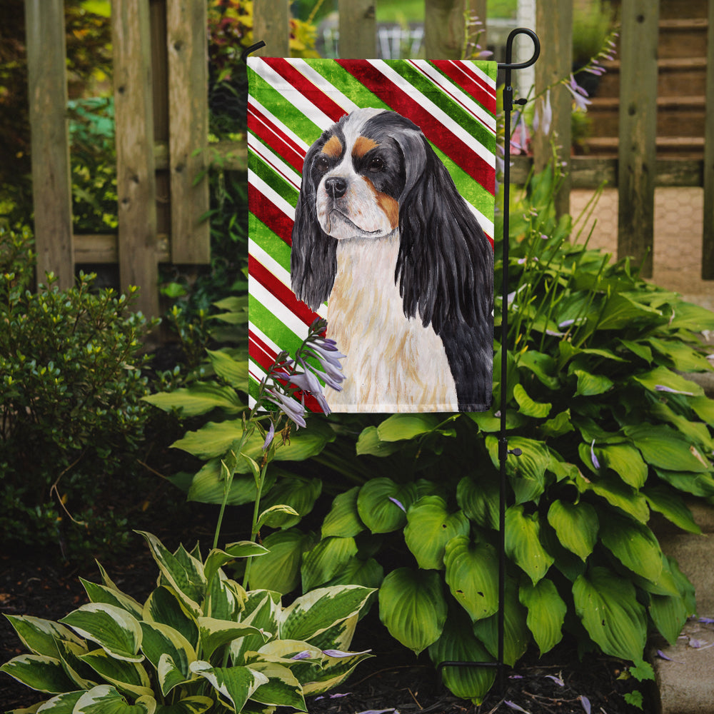 Cavalier Spaniel Candy Cane Holiday Christmas Flag Garden Size.