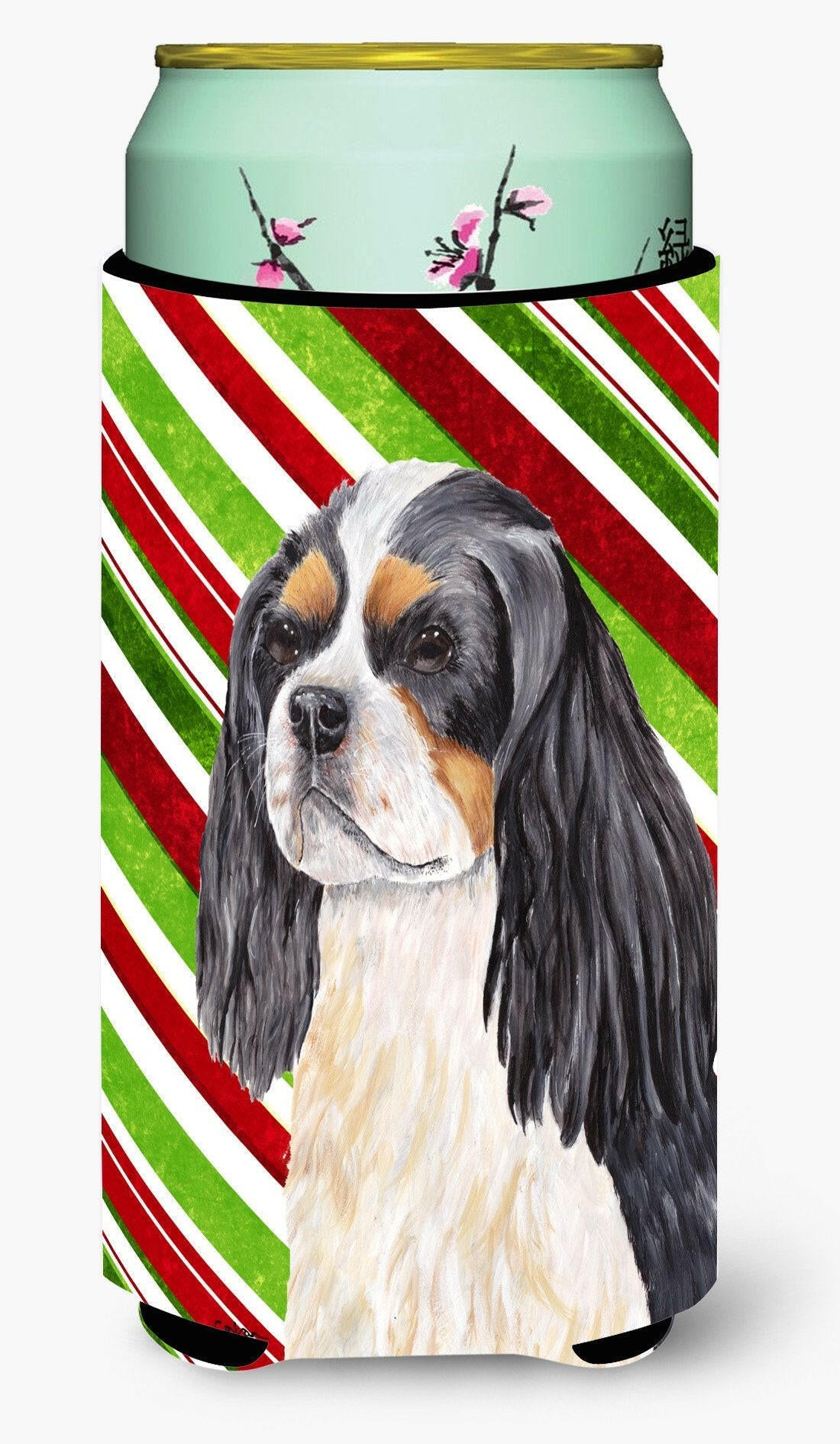 Cavalier Spaniel Candy Cane Holiday Christmas  Tall Boy Beverage Insulator Beverage Insulator Hugger by Caroline&#39;s Treasures