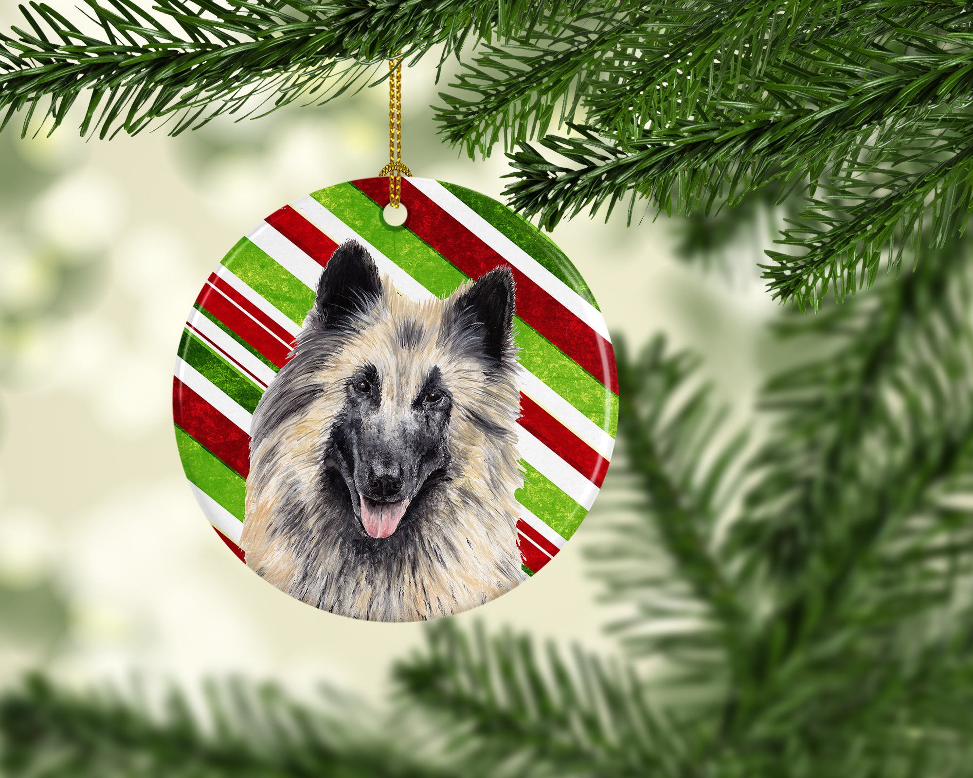 Belgian Tervuren Candy Cane Holiday Christmas  Ceramic Ornament SC9352 - the-store.com