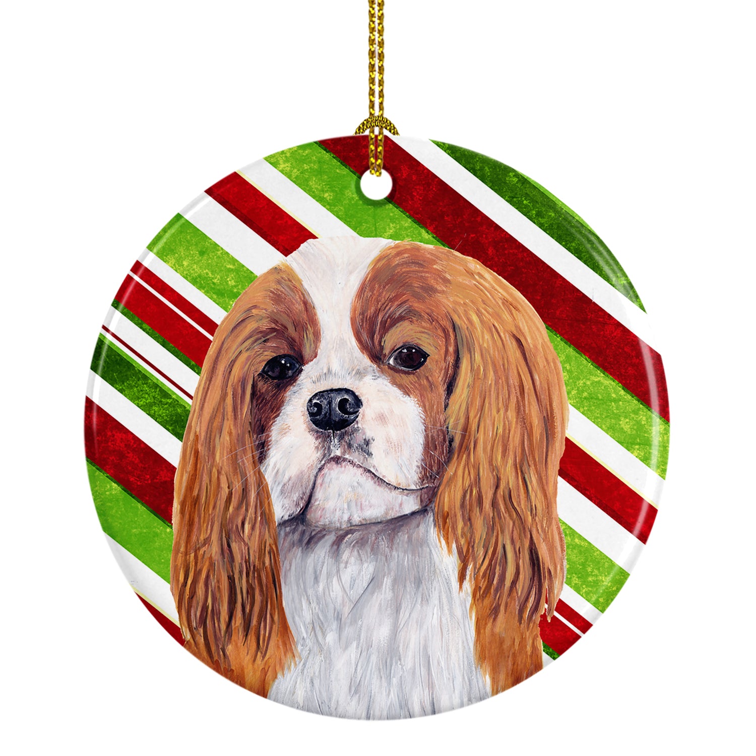 Cavalier Spaniel Candy Cane Holiday Christmas  Ceramic Ornament SC9354 - the-store.com