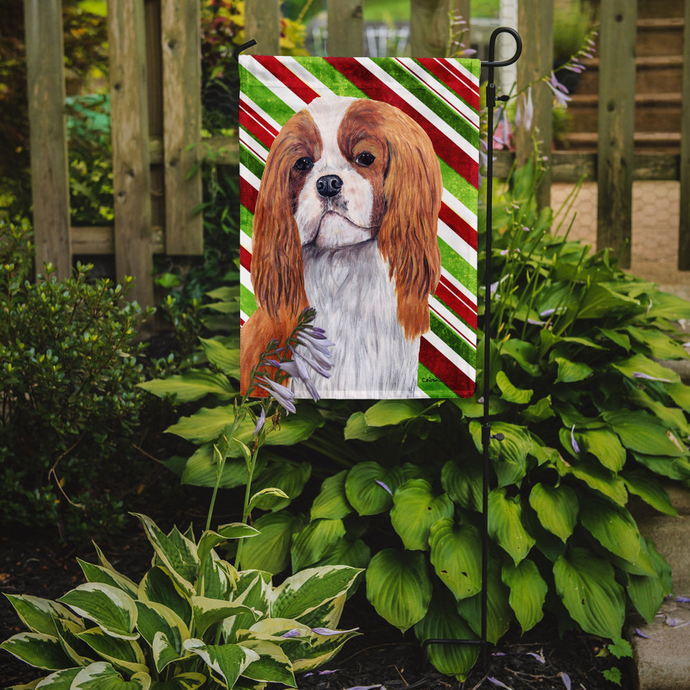 Cavalier Spaniel Candy Cane Holiday Christmas Flag Garden Size.