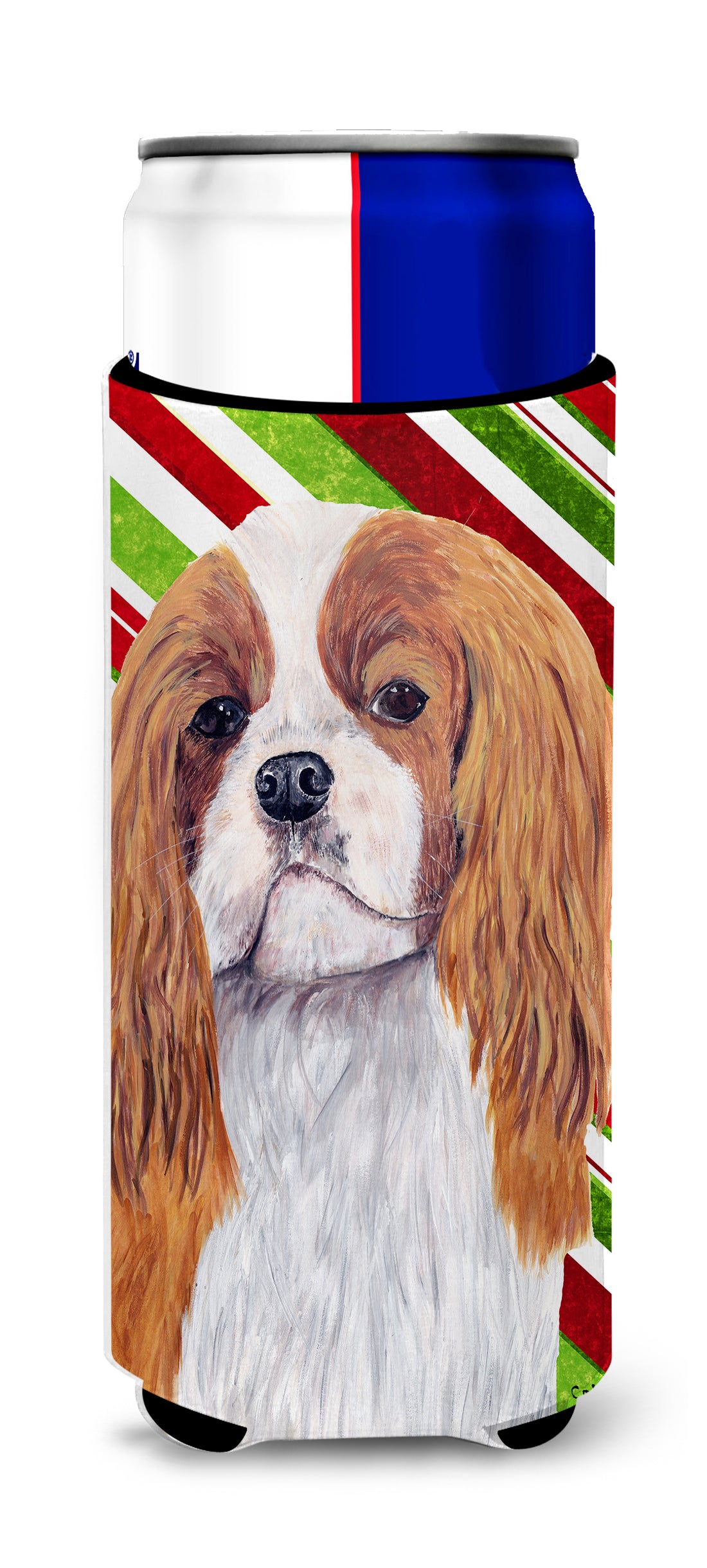 Cavalier Spaniel Candy Cane Holiday Christmas Ultra Beverage Insulators for slim cans SC9354MUK.