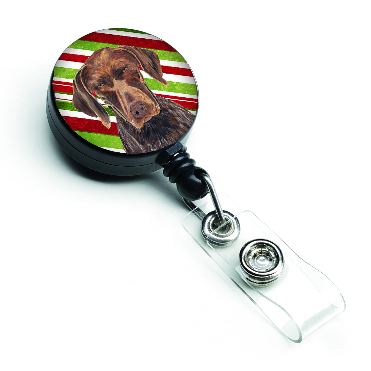 German Shorthaired Pointer Candy Cane Holiday Christmas Retractable Badge Reel SC9355BR  the-store.com.