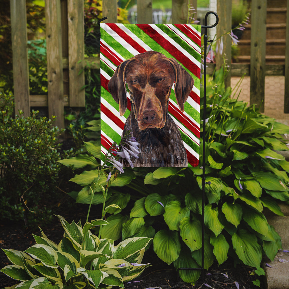 German Shorthaired Pointer Candy Cane Holiday Christmas Flag Garden Size.