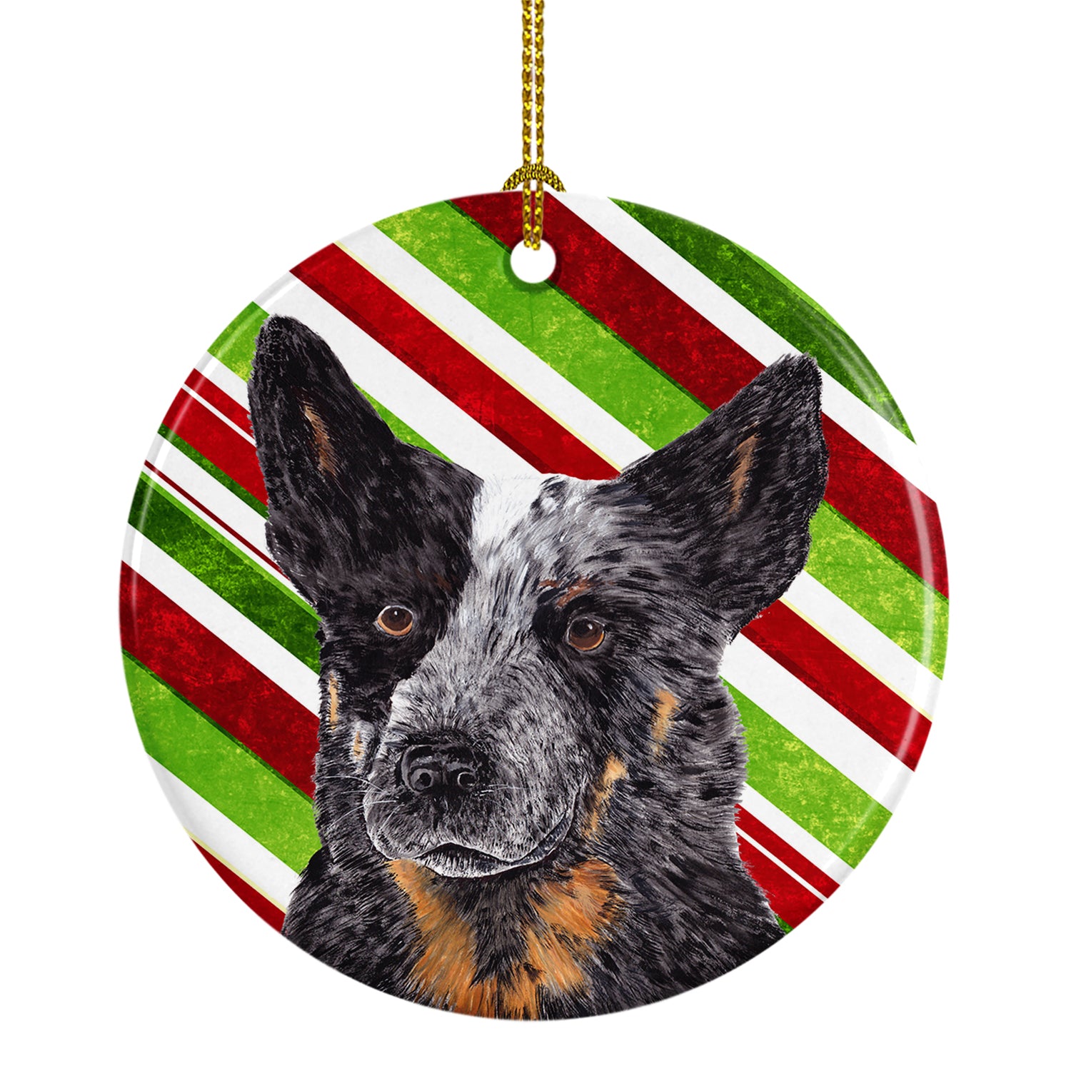 Australian Cattle Dog Candy Cane Holiday Christmas  Ceramic Ornament SC9356 - the-store.com