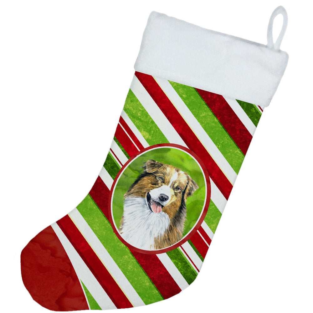 Australian Shepherd Candy Cane Holiday Christmas  Christmas Stocking SC9357  the-store.com.