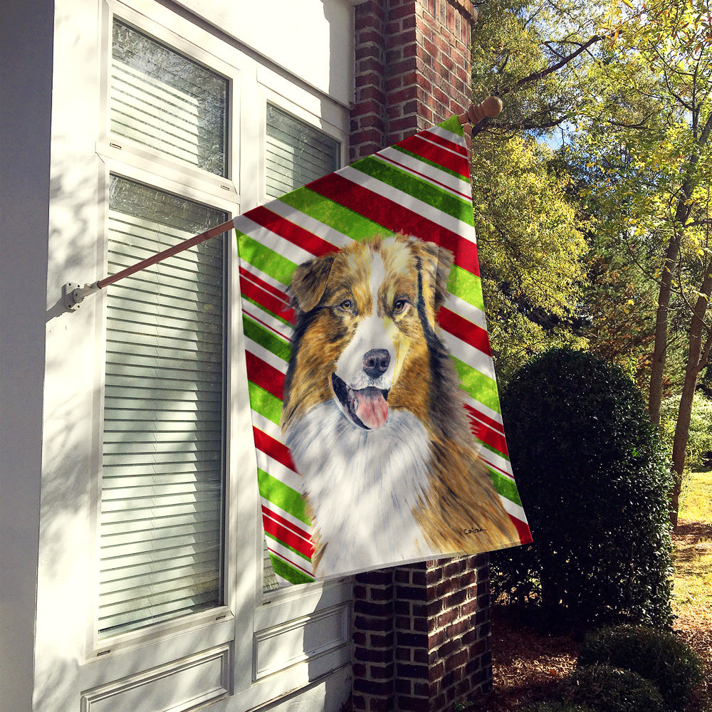 Australian Shepherd Candy Cane Holiday Christmas Flag Canvas House Size  the-store.com.