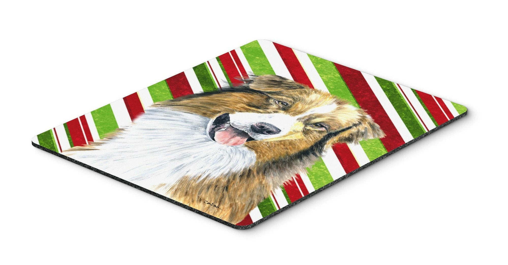 Australian Shepherd Candy Cane Holiday Christmas Mouse Pad, Hot Pad or Trivet by Caroline's Treasures