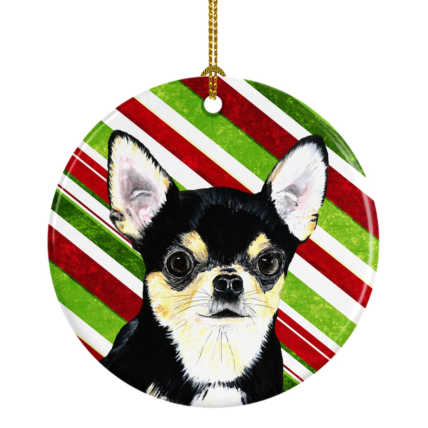 Chihuahua Candy Cane Holiday Christmas  Ceramic Ornament SC9359 - the-store.com