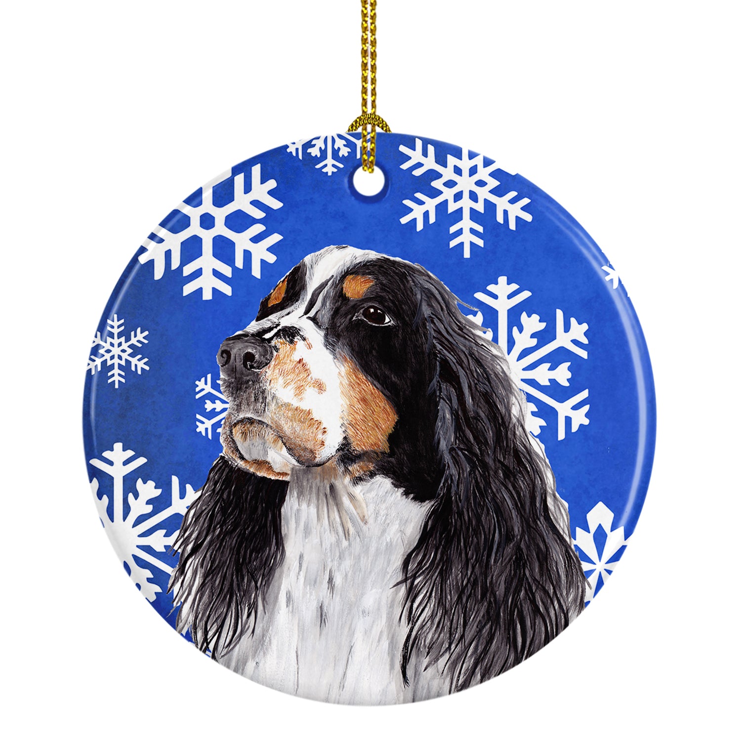 Springer Spaniel Winter Snowflakes Holiday Ceramic Ornament SC9361 - the-store.com