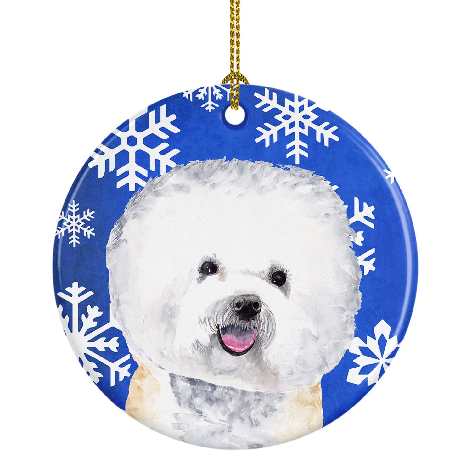 Bichon Frise Winter Snowflakes Holiday Ceramic Ornament SC9362 by Caroline's Treasures