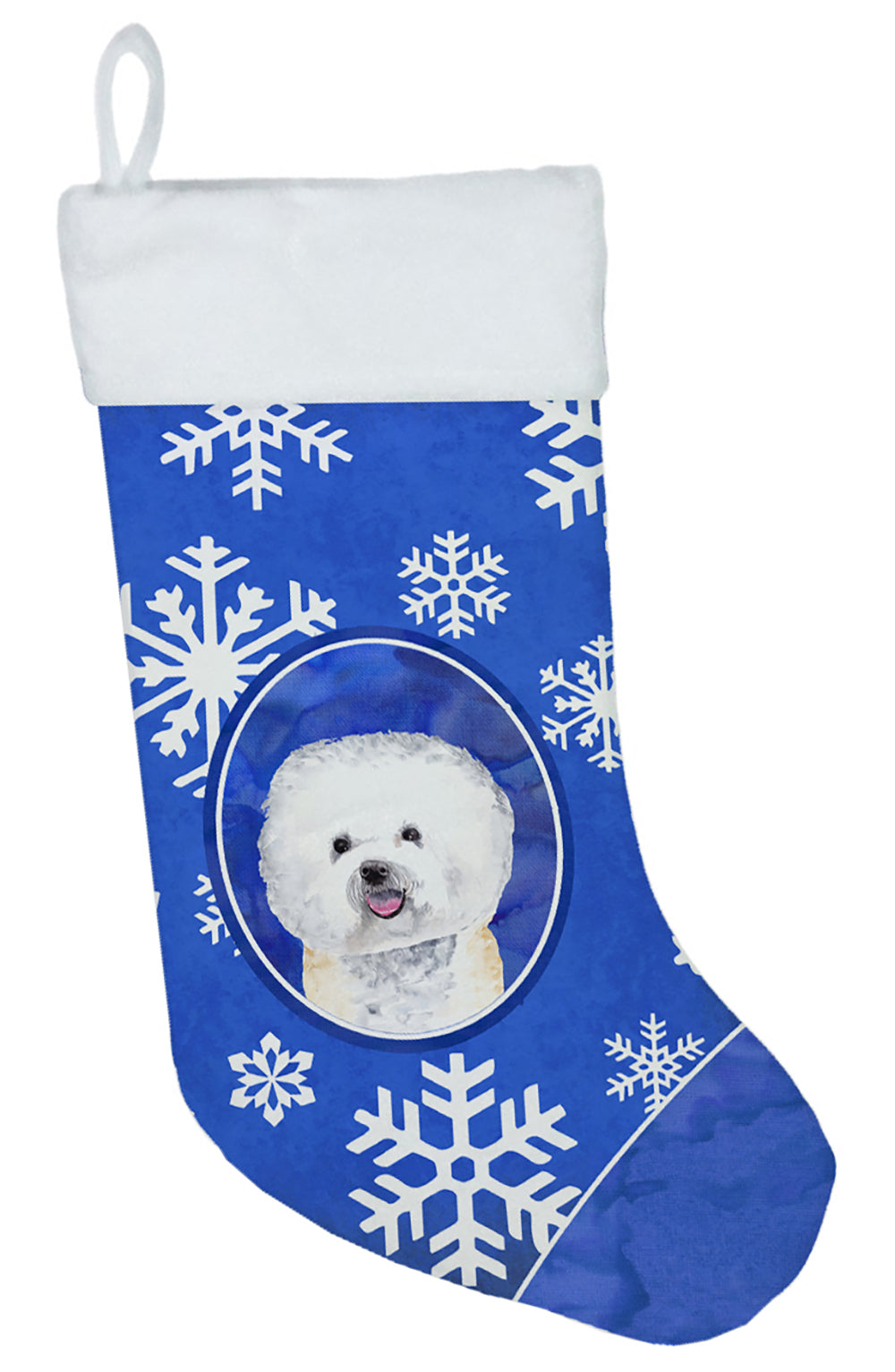 Bichon Frise Winter Snowflakes Christmas Stocking SC9362  the-store.com.