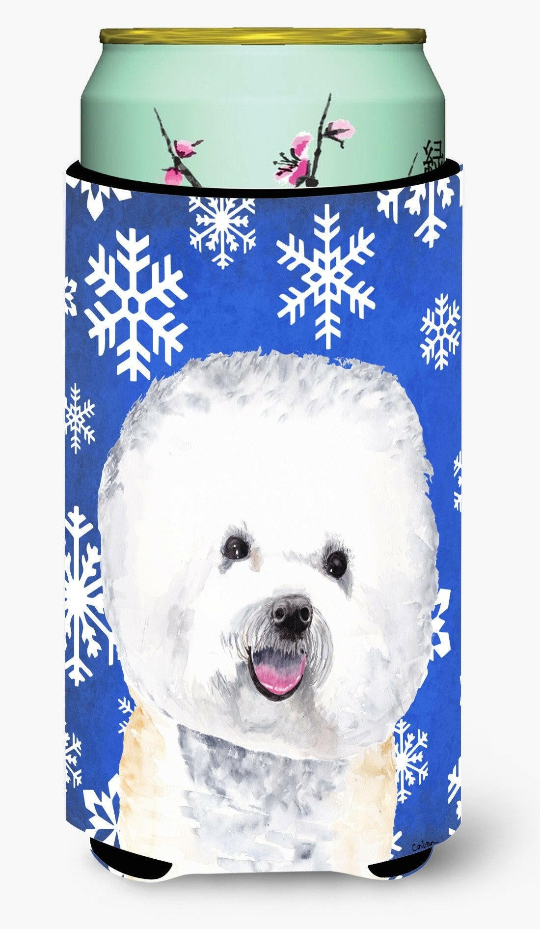 Bichon Frise Winter Snowflakes Holiday  Tall Boy Beverage Insulator Beverage Insulator Hugger by Caroline's Treasures