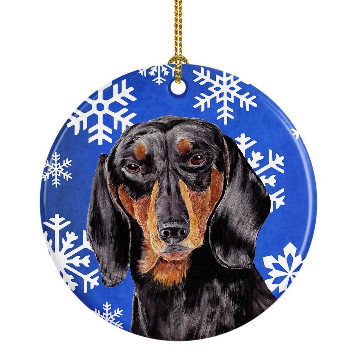 Dachshund Winter Snowflakes Holiday Ceramic Ornament SC9363 - the-store.com