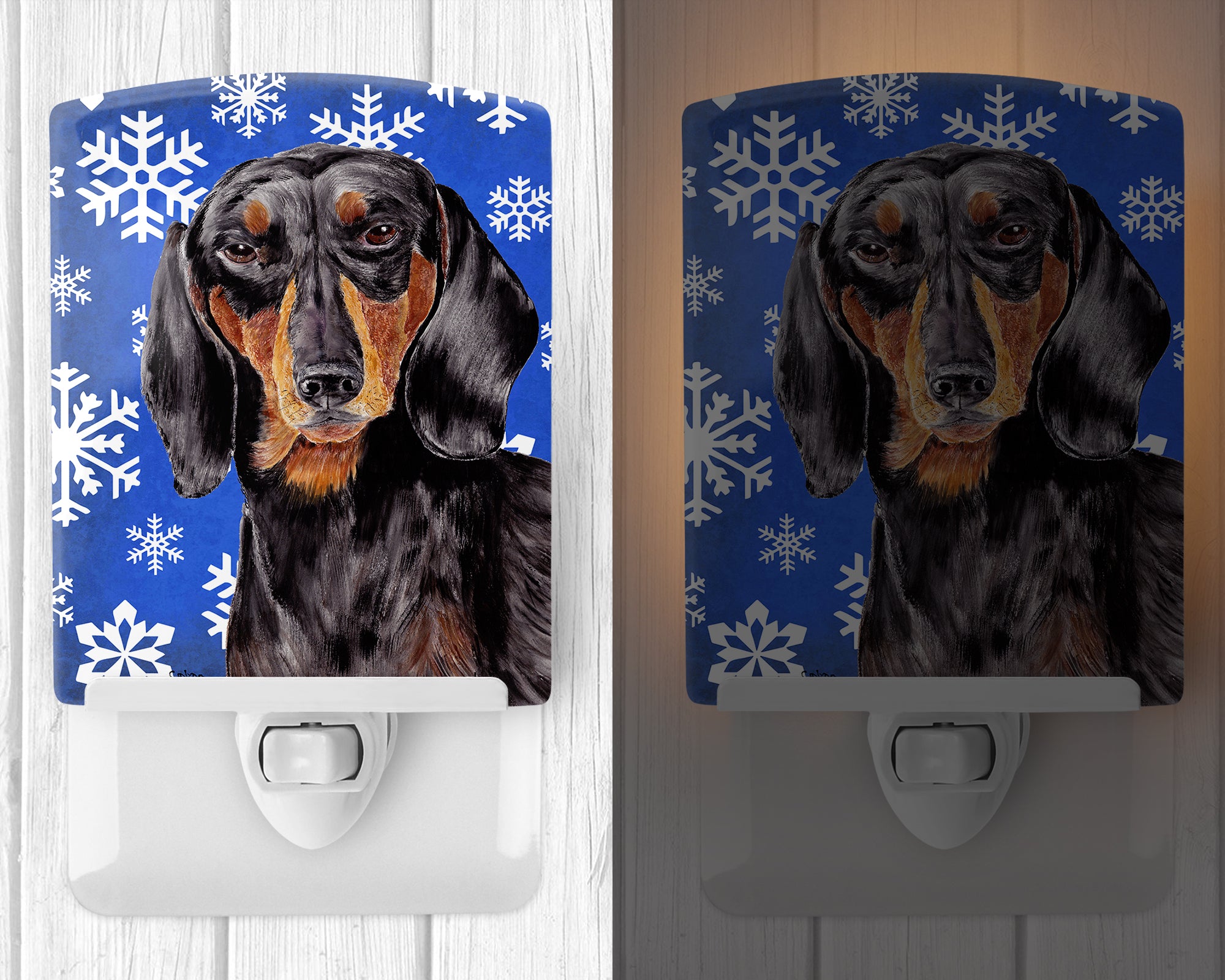 Dachshund Winter Snowflakes Holiday Ceramic Night Light SC9363CNL - the-store.com