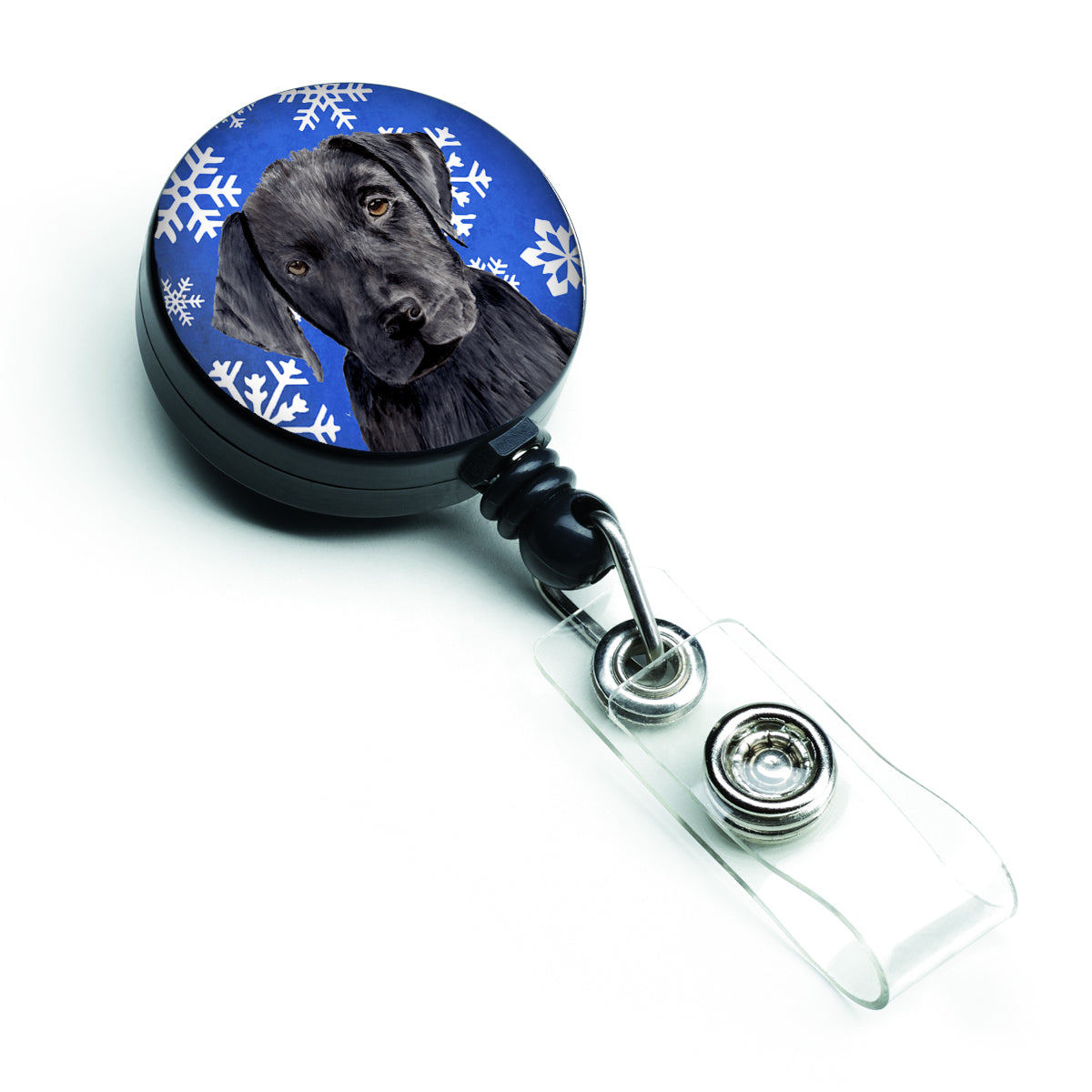 Labrador Winter Snowflakes Holiday Retractable Badge Reel SC9364BR  the-store.com.