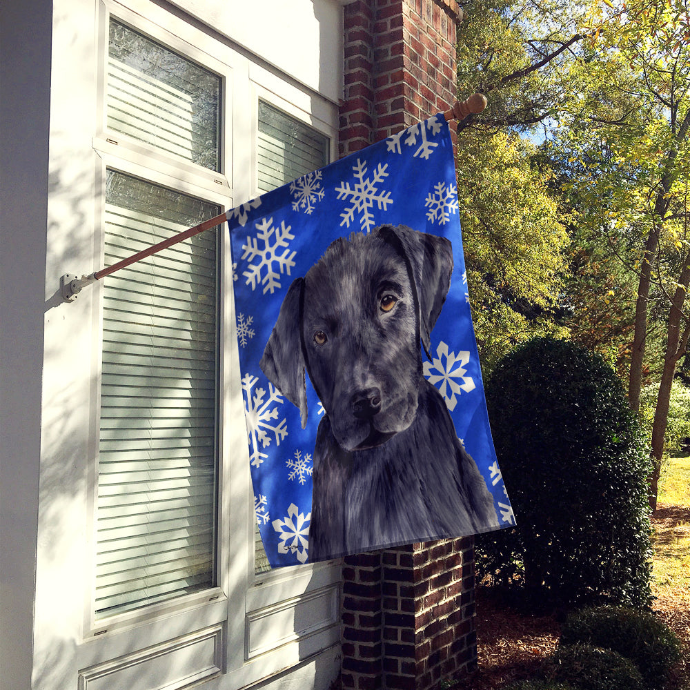 Labrador Winter Snowflakes Holiday Flag Canvas House Size  the-store.com.