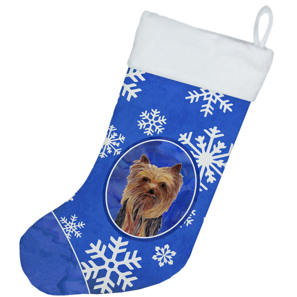 Yorkie Winter Snowflakes Christmas Stocking SC9365  the-store.com.