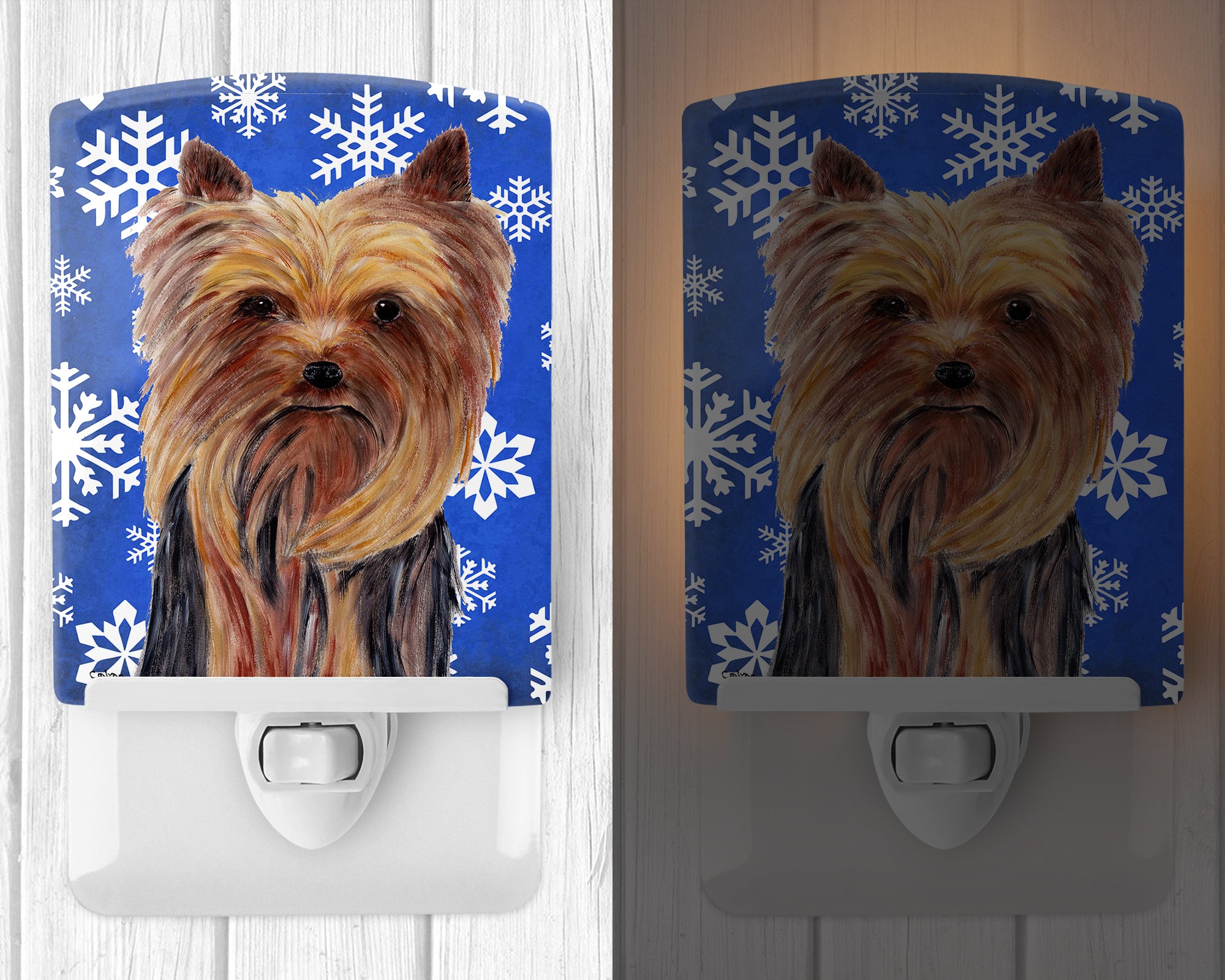 Yorkie Winter Snowflakes Holiday Ceramic Night Light SC9365CNL - the-store.com