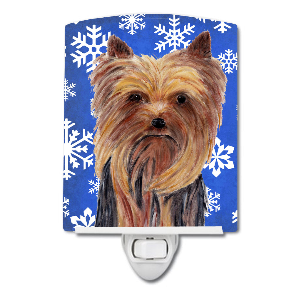 Yorkie Winter Snowflakes Holiday Ceramic Night Light SC9365CNL - the-store.com