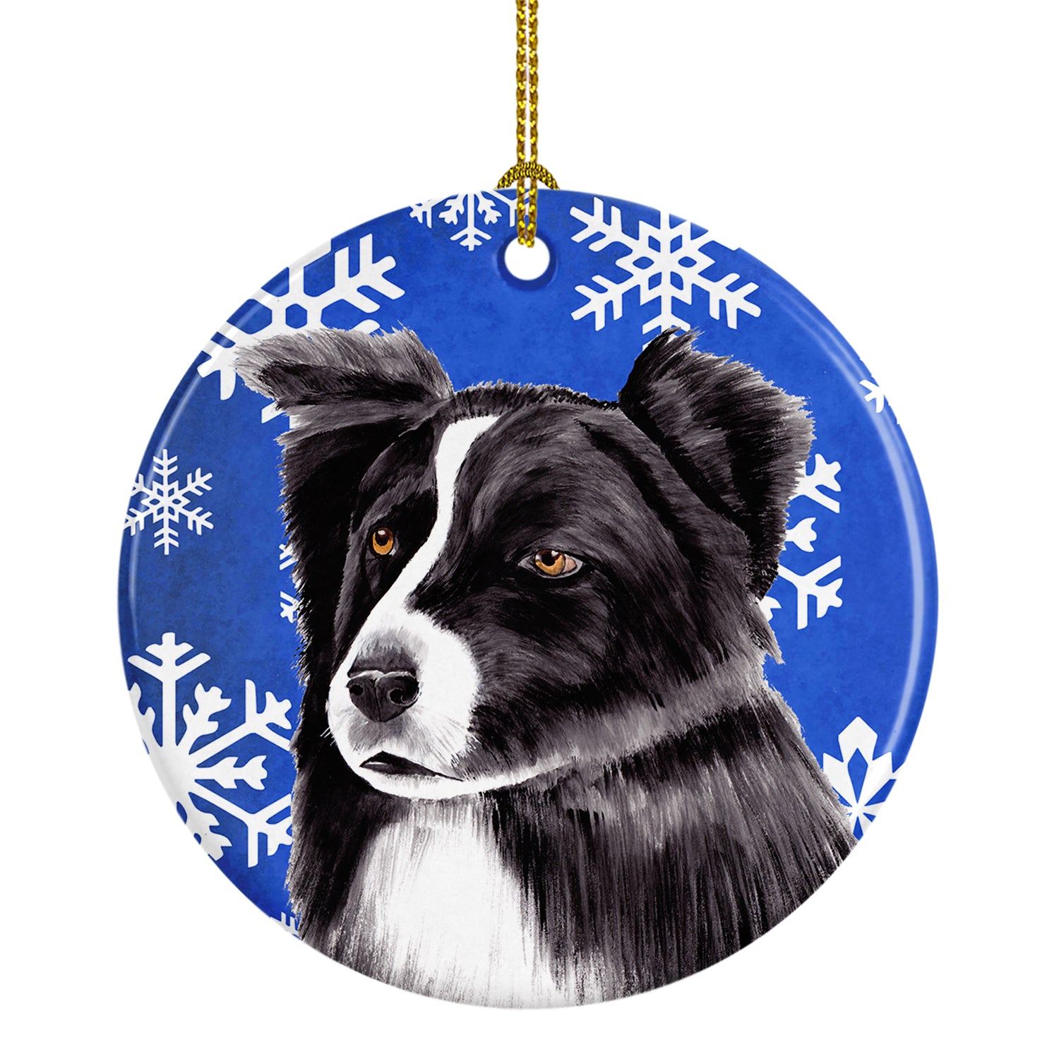 Border Collie Winter Snowflakes Holiday Ceramic Ornament SC9367 - the-store.com