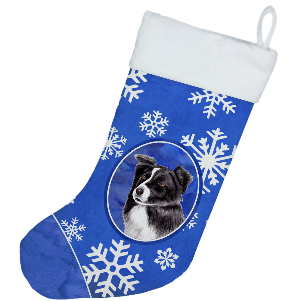 Border Collie Winter Snowflakes Christmas Stocking SC9367  the-store.com.