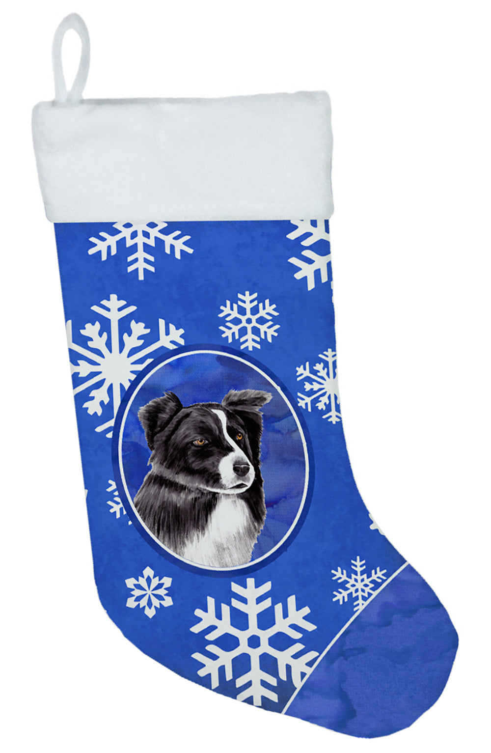 Border Collie Winter Snowflakes Christmas Stocking SC9367  the-store.com.