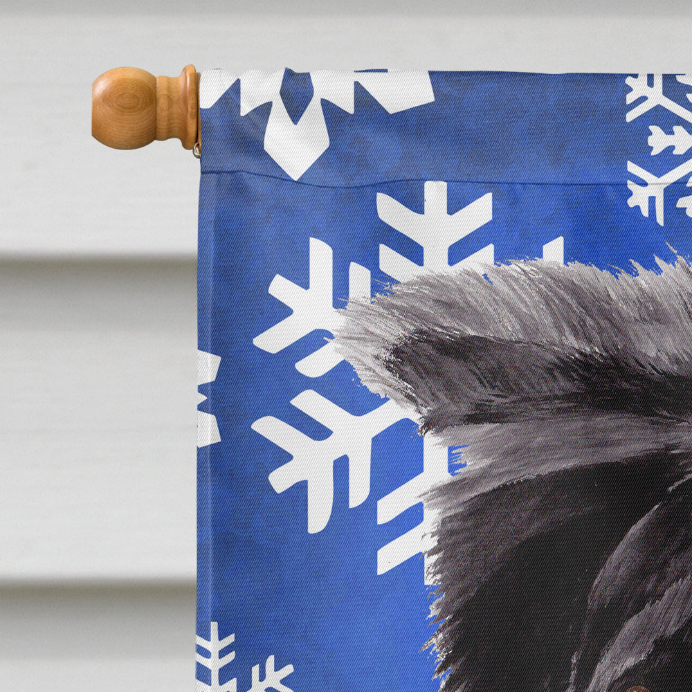 Border Collie Winter Snowflakes Holiday Flag Canvas House Size  the-store.com.