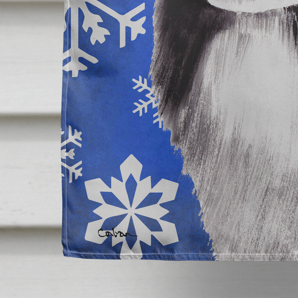 Border Collie Winter Snowflakes Holiday Flag Canvas House Size  the-store.com.