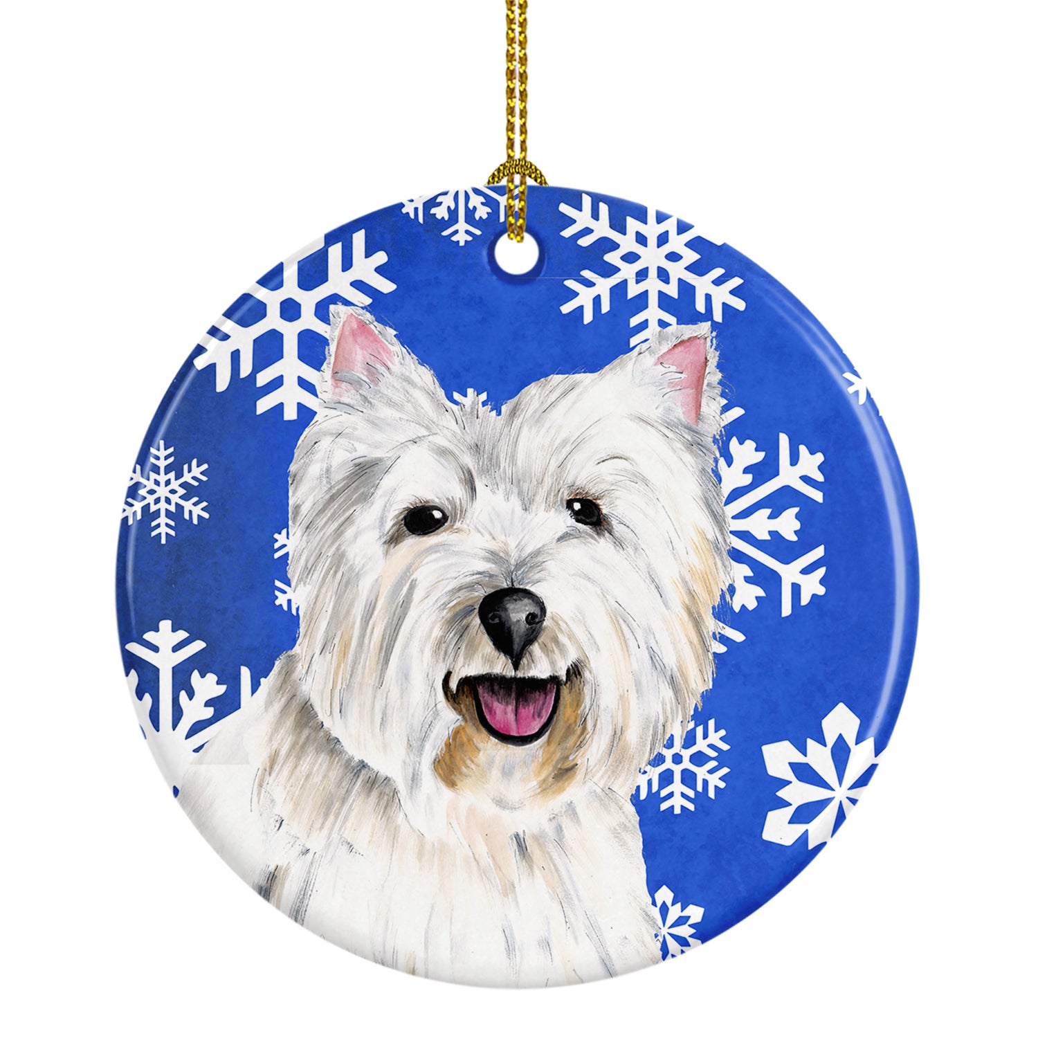 Westie Winter Snowflakes Holiday Ceramic Ornament SC9370 - the-store.com