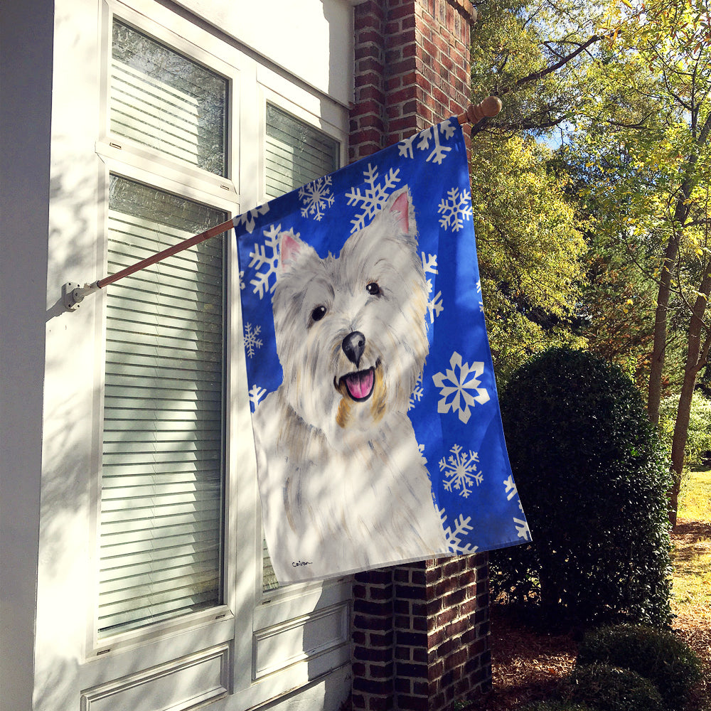 Westie Winter Snowflakes Holiday Flag Canvas House Size  the-store.com.