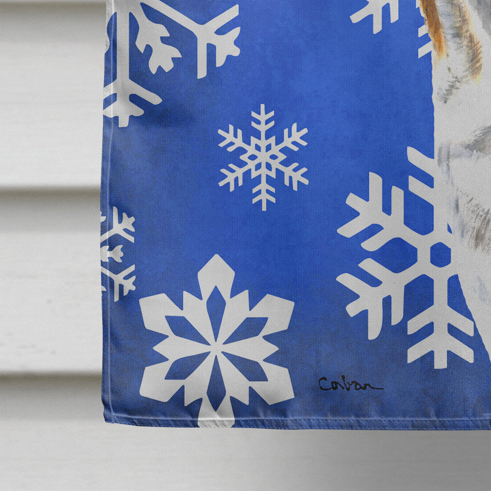 Bulldog English Winter Snowflakes Holiday Flag Canvas House Size  the-store.com.