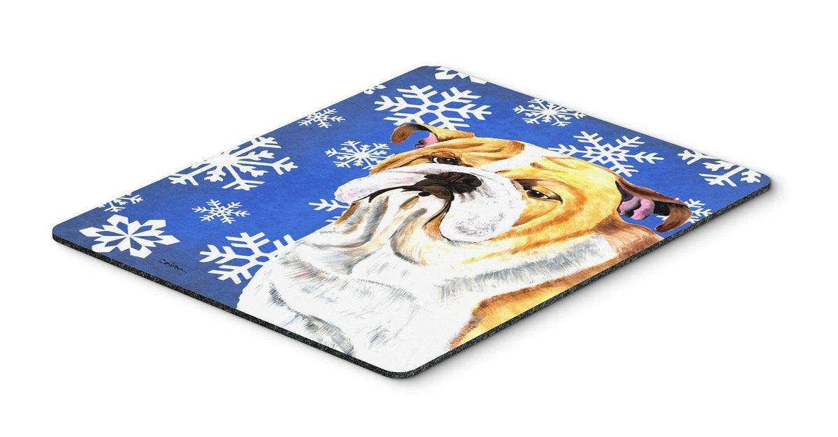 Bulldog English Winter Snowflakes Holiday Mouse Pad, Hot Pad or Trivet by Caroline&#39;s Treasures