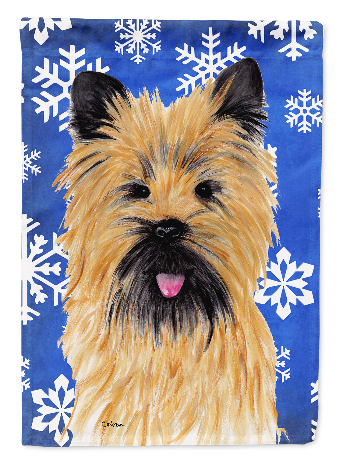 Cairn Terrier Winter Snowflakes Holiday Flag Canvas House Size  the-store.com.