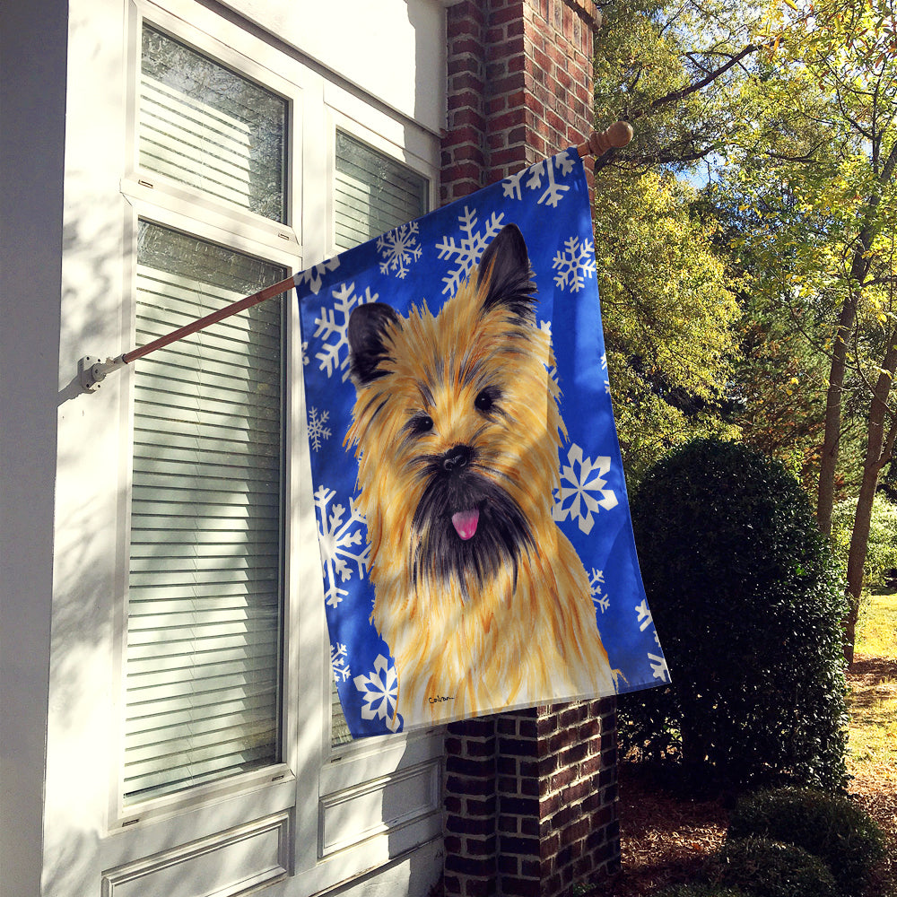 Cairn Terrier Winter Snowflakes Holiday Flag Canvas House Size  the-store.com.