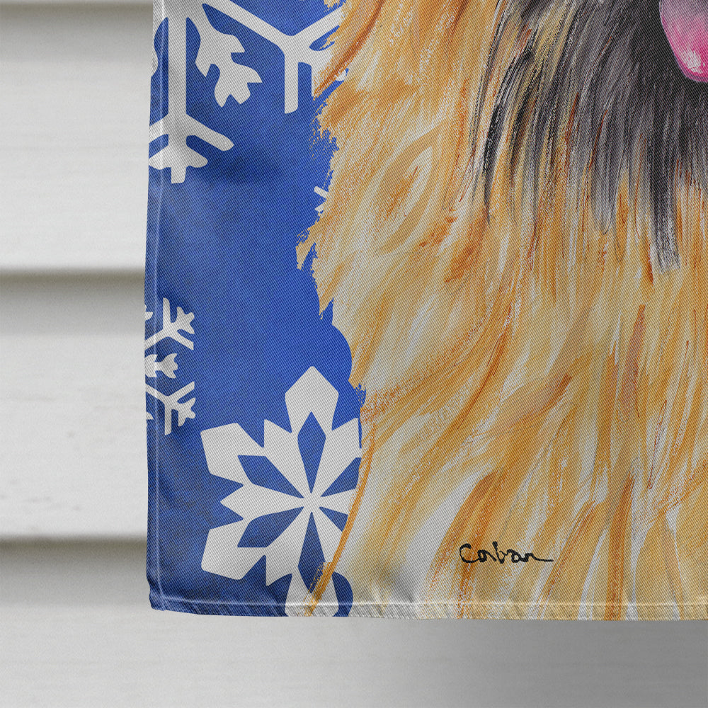 Cairn Terrier Winter Snowflakes Holiday Flag Canvas House Size  the-store.com.