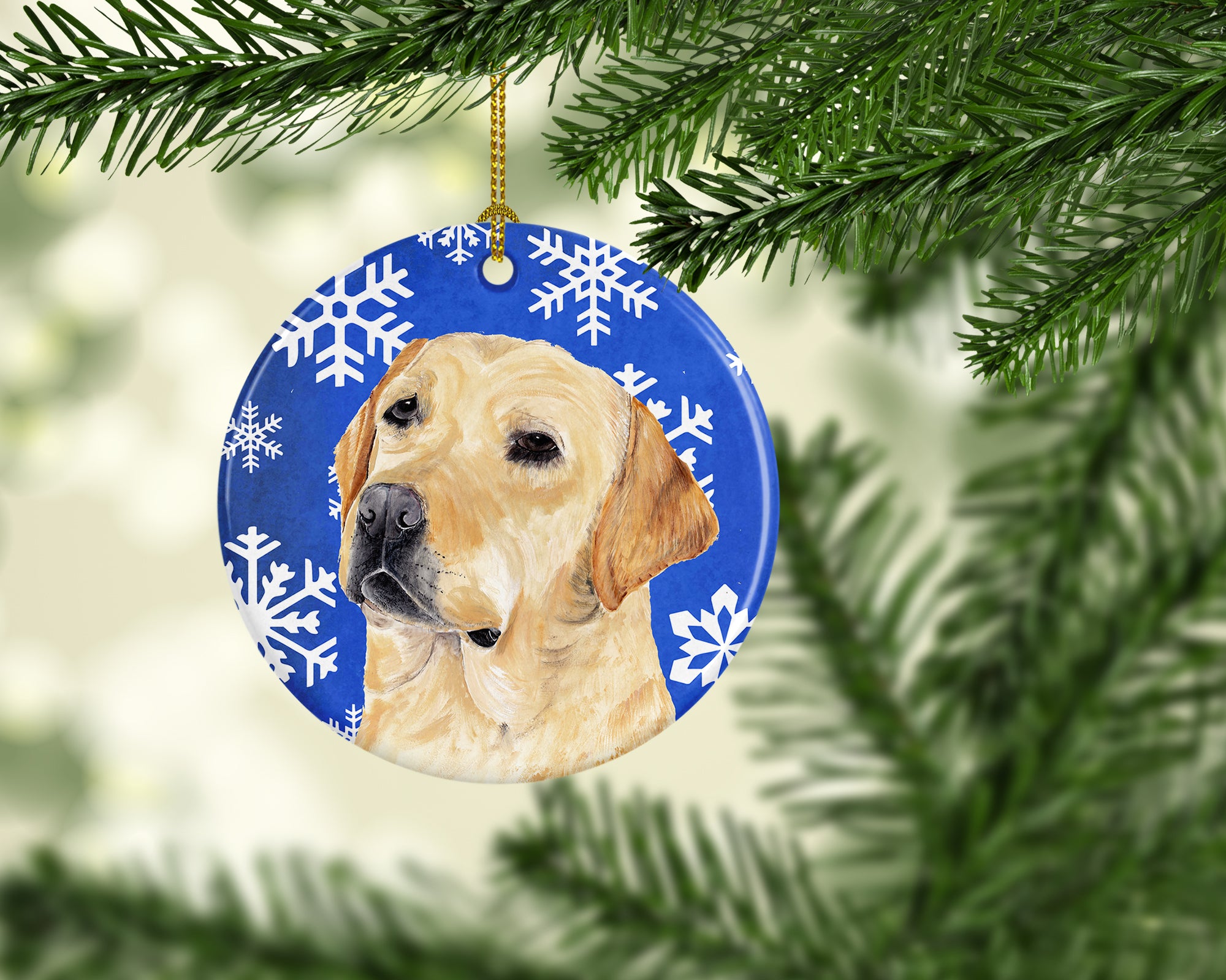 Labrador Winter Snowflakes Holiday Ceramic Ornament SC9376 - the-store.com