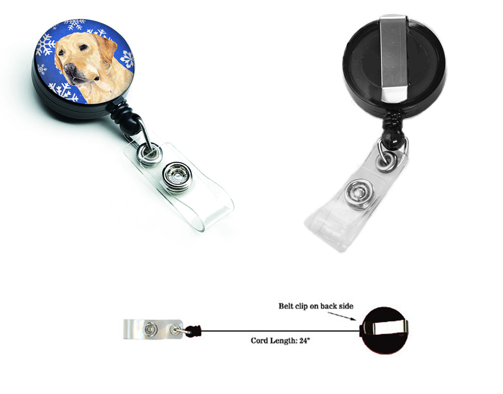 Labrador Winter Snowflakes Holiday Retractable Badge Reel SC9376BR  the-store.com.