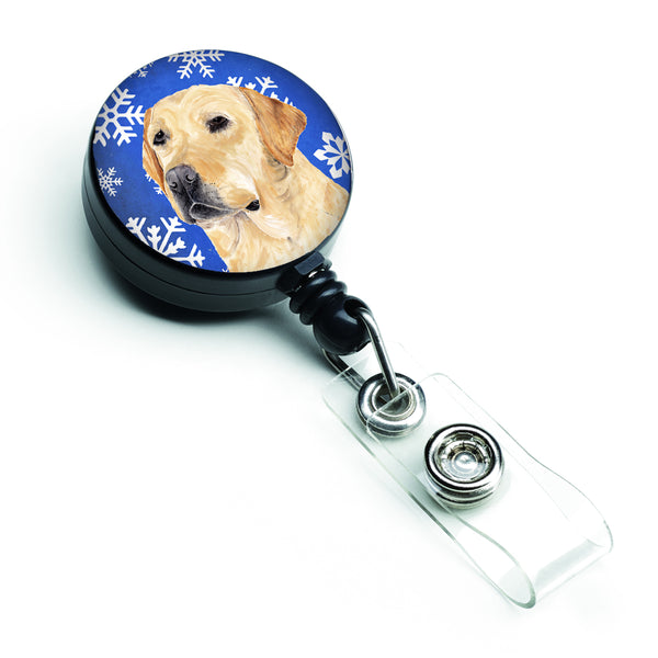 Labrador Winter Snowflakes Holiday Retractable Badge Reel SC9376BR  the-store.com.