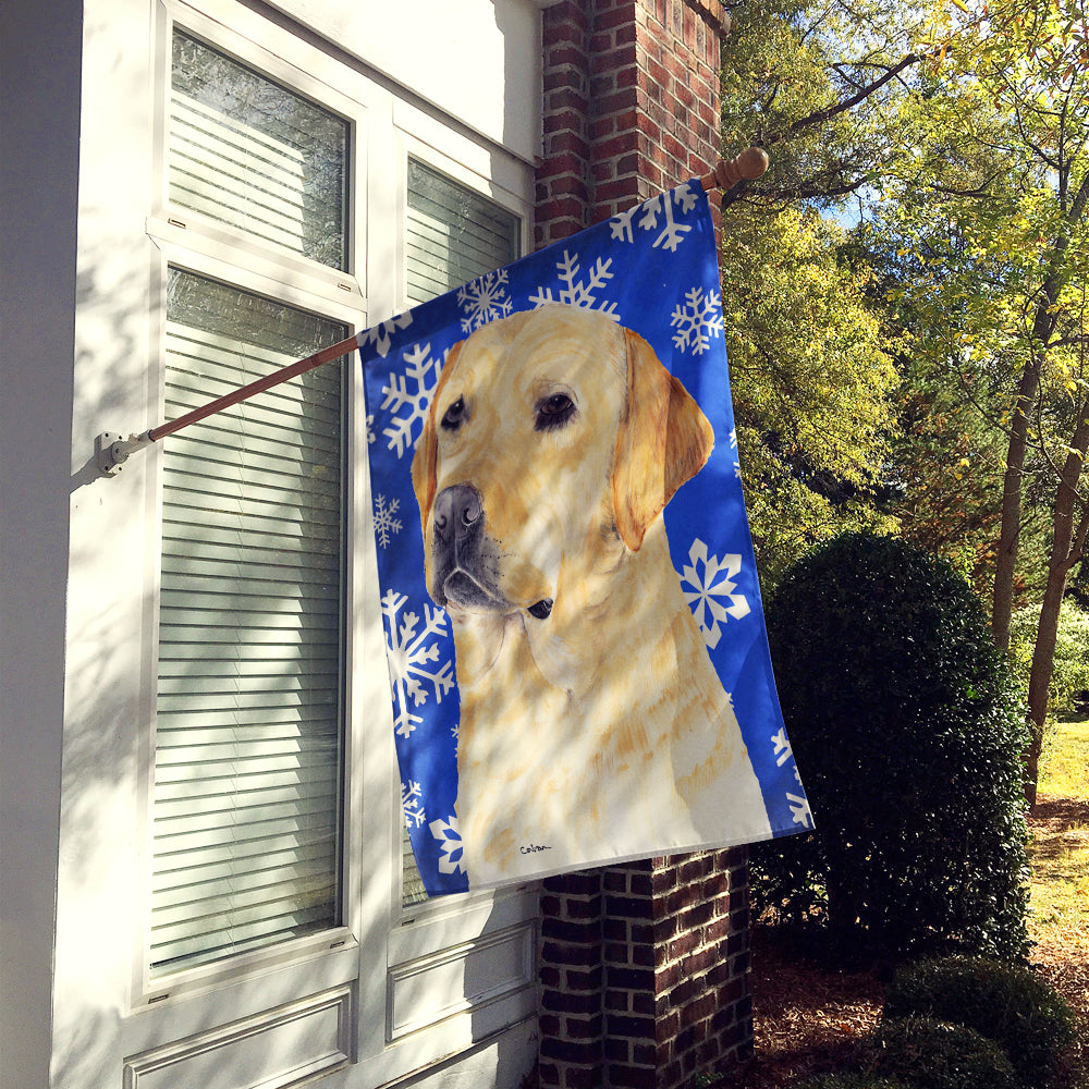 Labrador Winter Snowflakes Holiday Flag Canvas House Size  the-store.com.