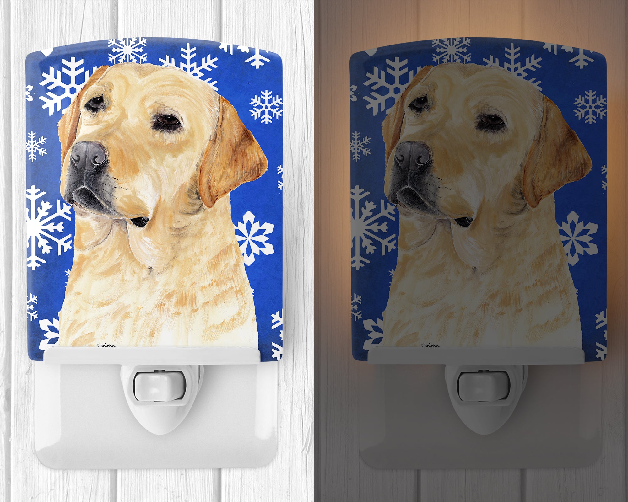 Labrador Winter Snowflakes Holiday Ceramic Night Light SC9376CNL - the-store.com