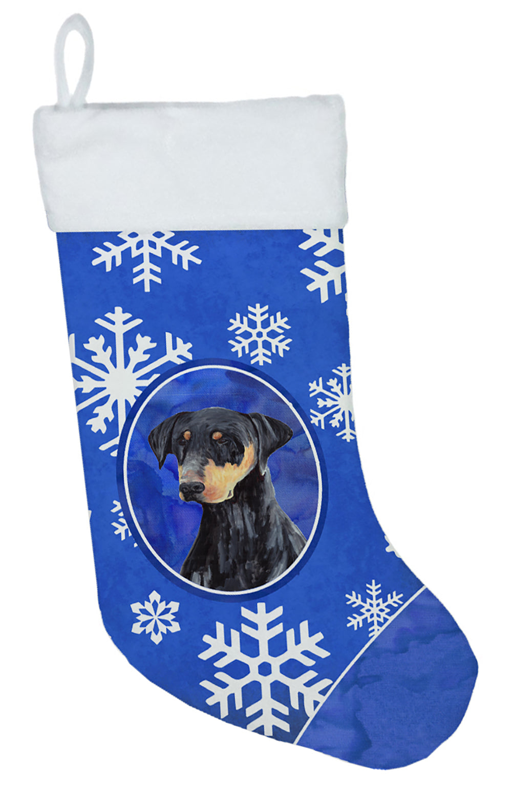 Doberman Winter Snowflakes Christmas Stocking SC9377  the-store.com.