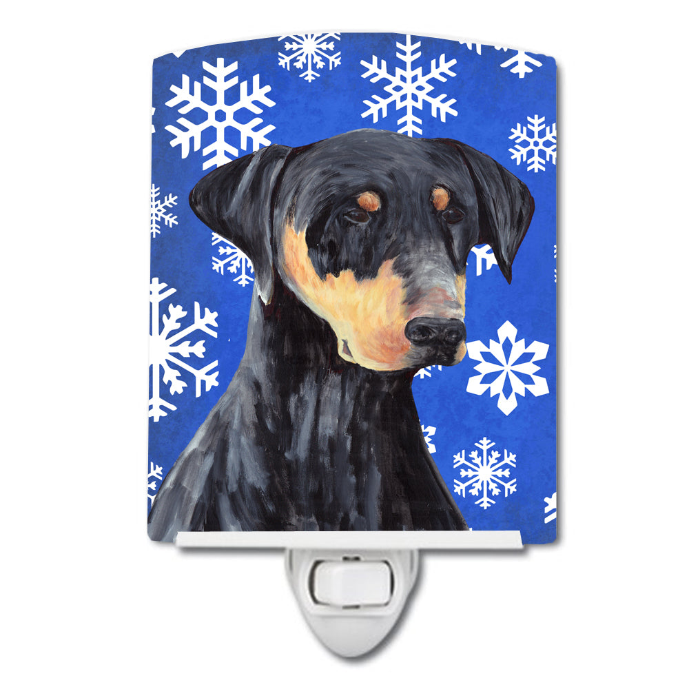 Doberman Winter Snowflakes Holiday Ceramic Night Light SC9377CNL - the-store.com