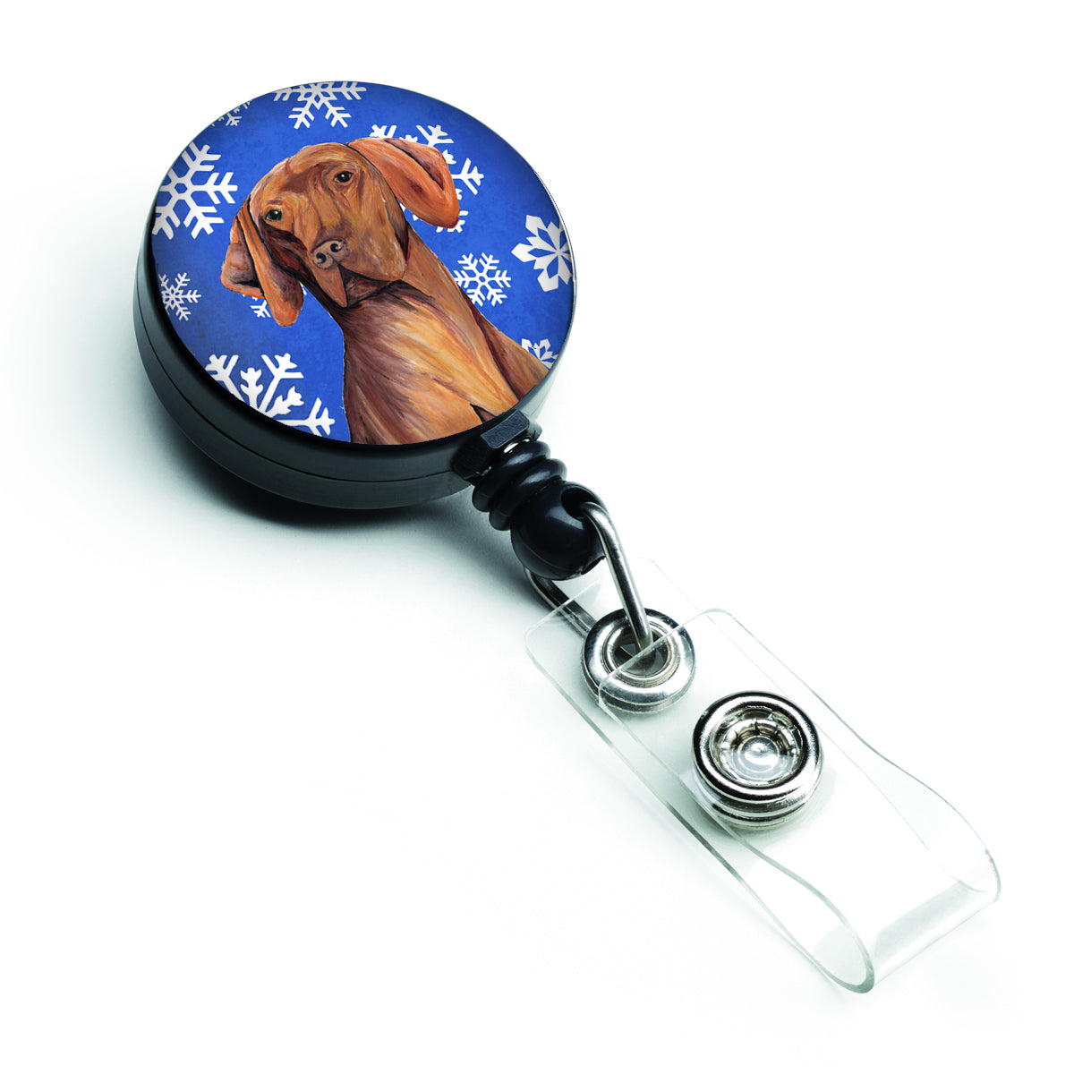 Vizsla Winter Snowflakes Holiday Retractable Badge Reel SC9378BR  the-store.com.